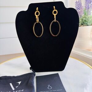 Vita Fede. Gold plated 3 inch earrings